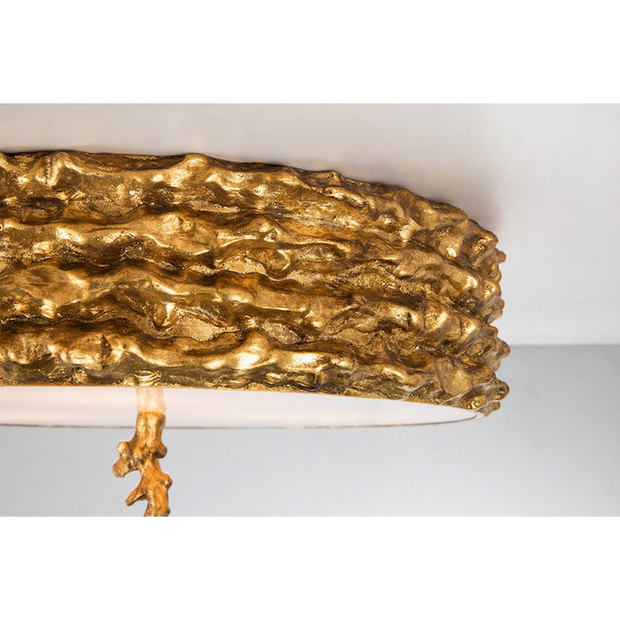 Lucas McKearn Trellis 3 Light Flush Mount, Gold Leaf