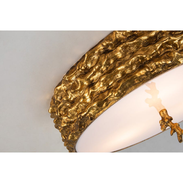 Lucas McKearn Trellis 3 Light Flush Mount, Gold Leaf