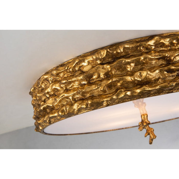 Lucas McKearn Trellis 4 Light Flush Mount, Gold Leaf