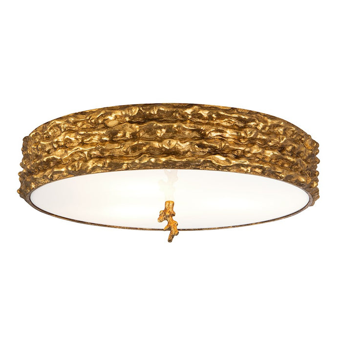 Lucas McKearn Trellis 3 Light Flush Mount, Silver Leaf