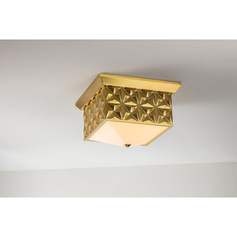 Lucas McKearn Alpha 4 Light Flush Mount, Aged Brass