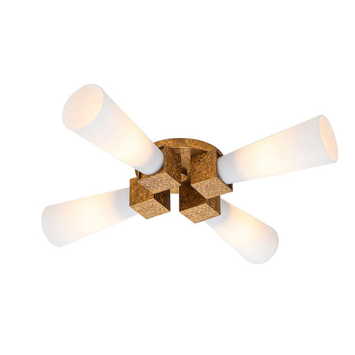 Lucas McKearn Kristy 4 Light Flush Mount, Distressed Gold/Opal - FM30208G-4