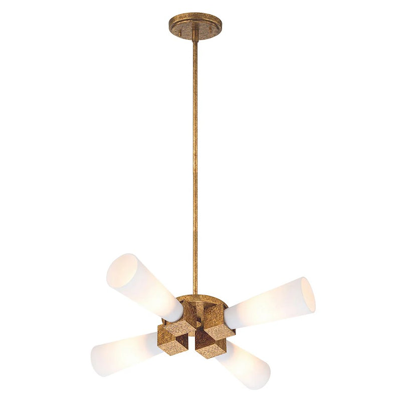 Lucas McKearn Kristy 4 Light Flush Mount, Distressed Gold/Opal