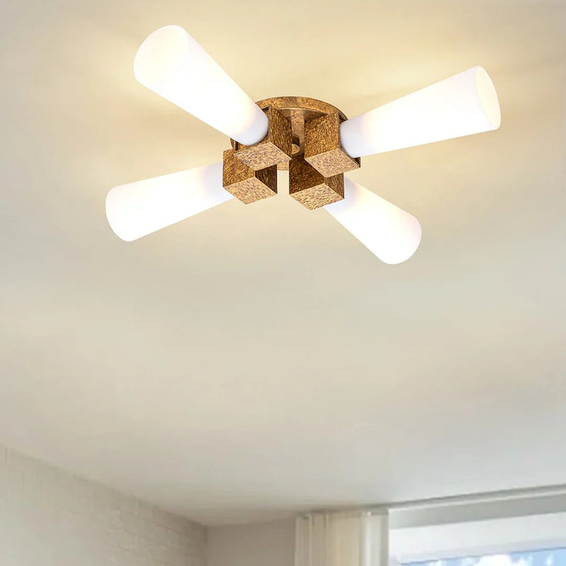 Lucas McKearn Kristy 4 Light Flush Mount, Distressed Gold/Opal