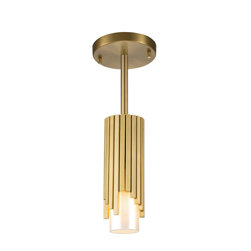 Lucas McKearn Marvel 1 Light Flush Mount, Aged Brass/Opal - FM30209AB-1