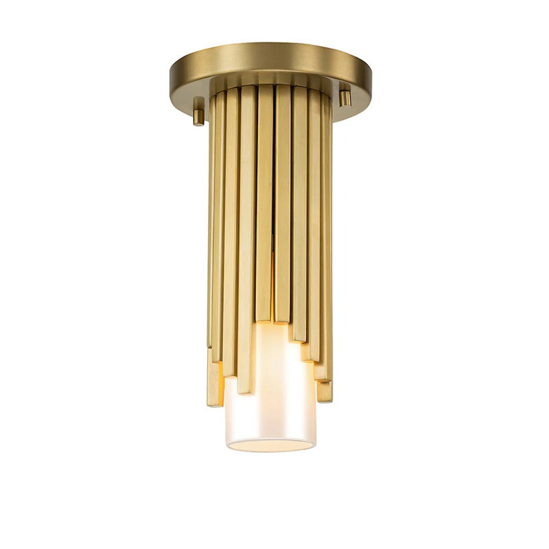 Lucas McKearn Marvel 1 Light Flush Mount, Aged Brass/Opal