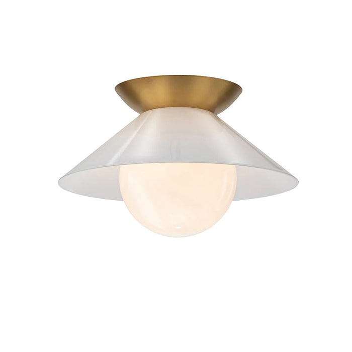 Lucas McKearn Saucer 1 Light Flush Mount, Aged Brass/Opal - FM30210-14