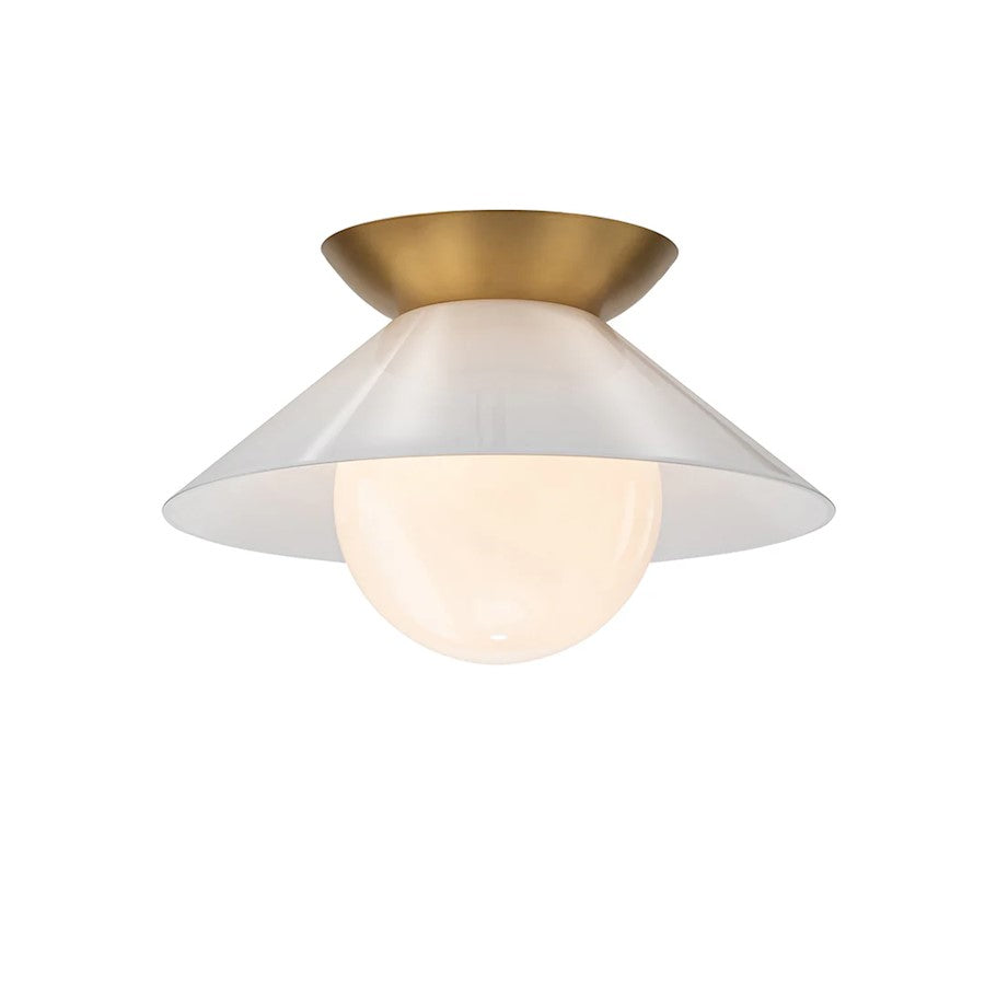Lucas McKearn Saucer 1 Light Flush Mount, Aged Brass/Opal - FM30210-14