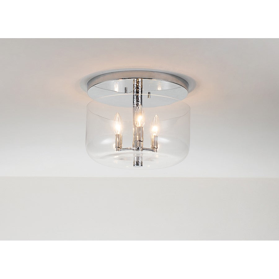 Lucas McKearn Rampart 3 Light Flush Mount, Polished Chrome - FM80122PC-13