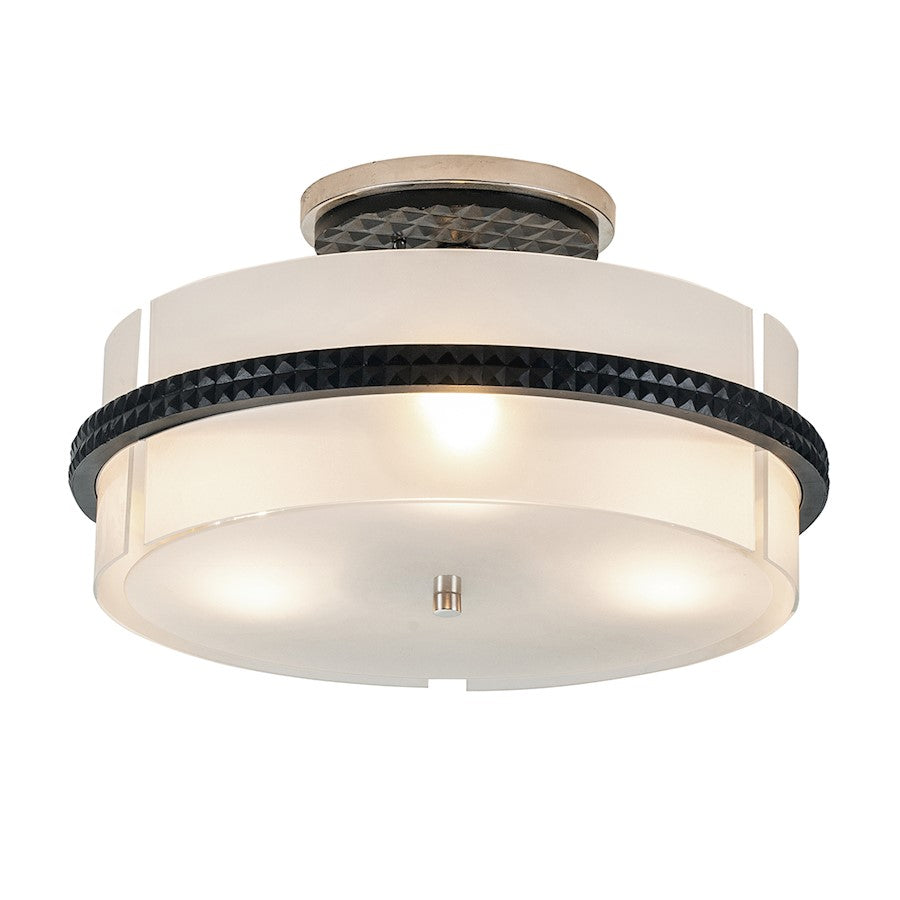 Lucas McKearn Mazant 3Lt Semi Flush Mount, Matte Black/Chrome - FM91598PC-16