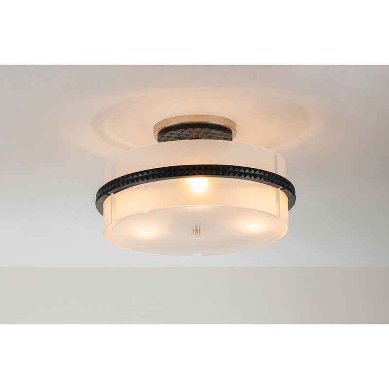 Lucas McKearn Mazant 3Lt Semi Flush Mount, Matte Black/Chrome