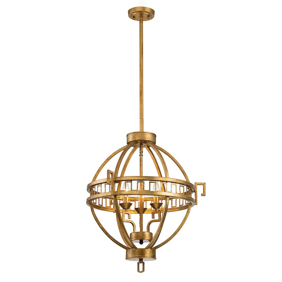 Lucas McKearn Lemuria 3 Light Foyer Fixture, Antique Gold - GN-LEMURIA-3PA