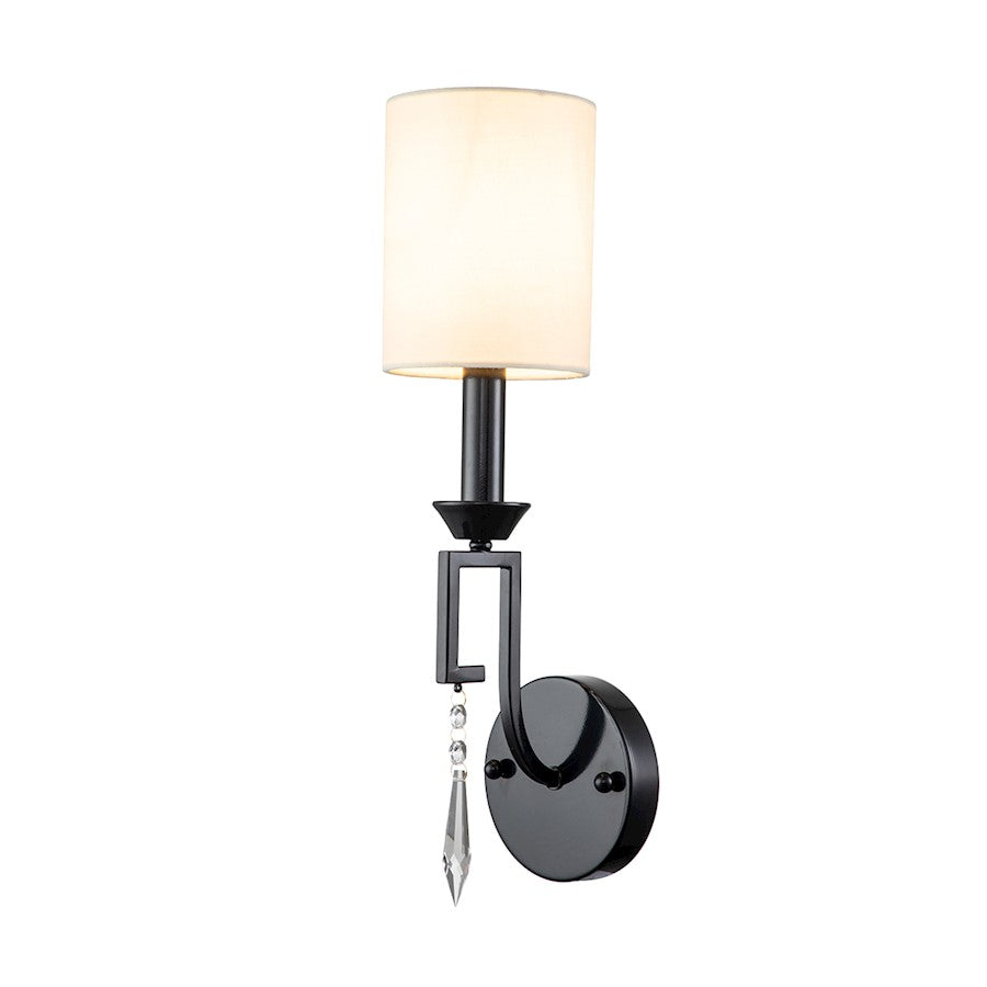 Lucas McKearn Lemuria 1 Light Sconce, Black/White - GN-LEMURIA1-BLK