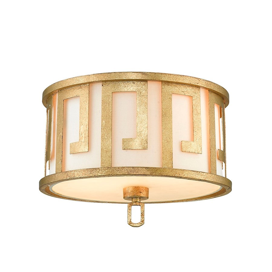 Lucas McKearn Lemuria 2 Light Flush Mount, Distressed Gold - GN-Lemuria-F