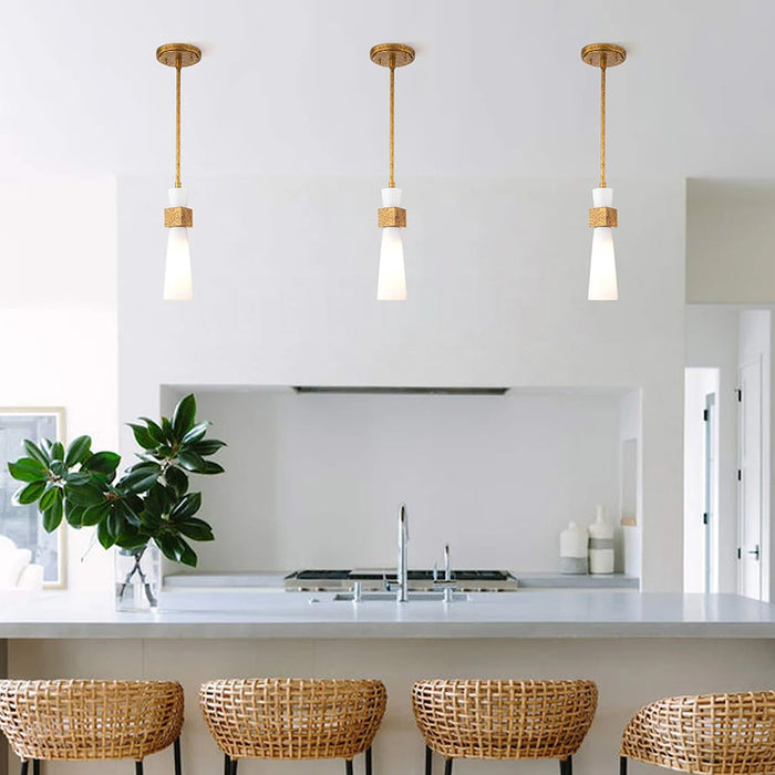 Lucas McKearn Kristy 1 Light Pendant, Distressed Gold/Opal