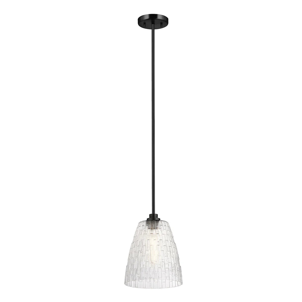 Lucas McKearn Windsor 1 Light Pendant, Black/Clear - PD-WINDSOR-P-BLK