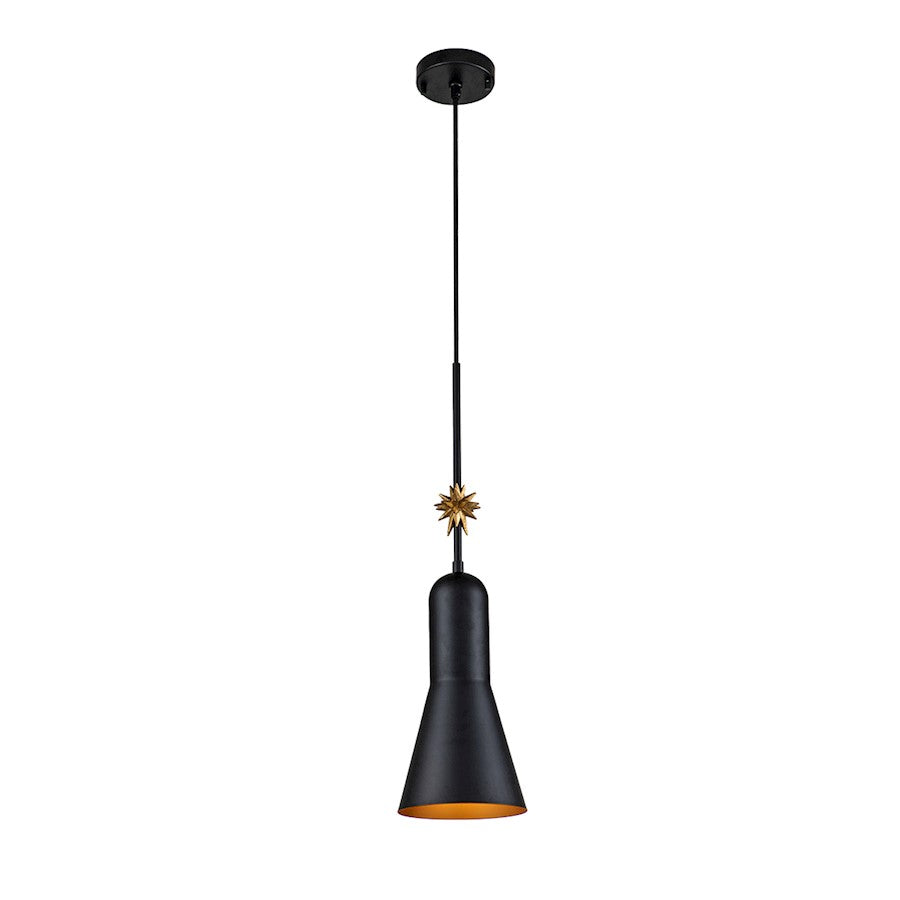 Lucas McKearn Etoile 1 Light Pendant/Star, Matte Black/Black - PD00115B-1