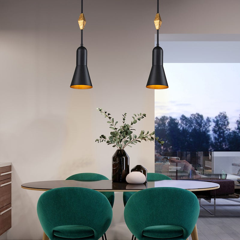 Lucas McKearn Bijou 1 Light Pendant, Matte Black