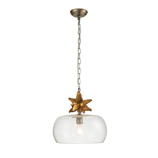 Lucas McKearn Toissant 1 Light Pendant, Gold Leaf/Silver Leaf/Clear - PD1005G-1