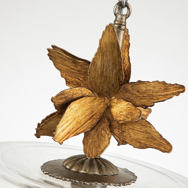 Lucas McKearn Toissant 1 Light Pendant, Gold Leaf/Silver Leaf/Clear