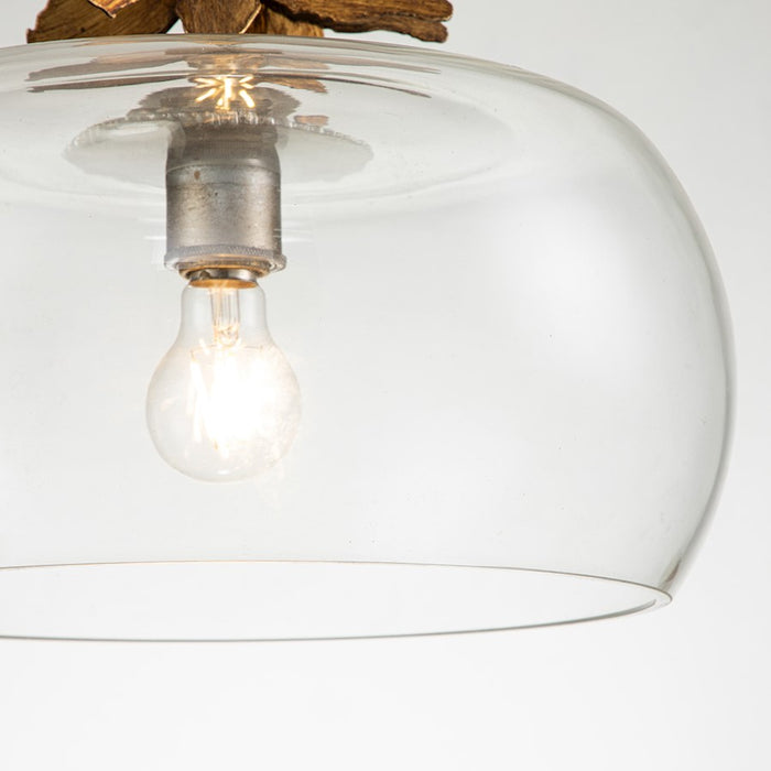 Lucas McKearn Toissant 1 Light Pendant, Gold Leaf/Silver Leaf/Clear