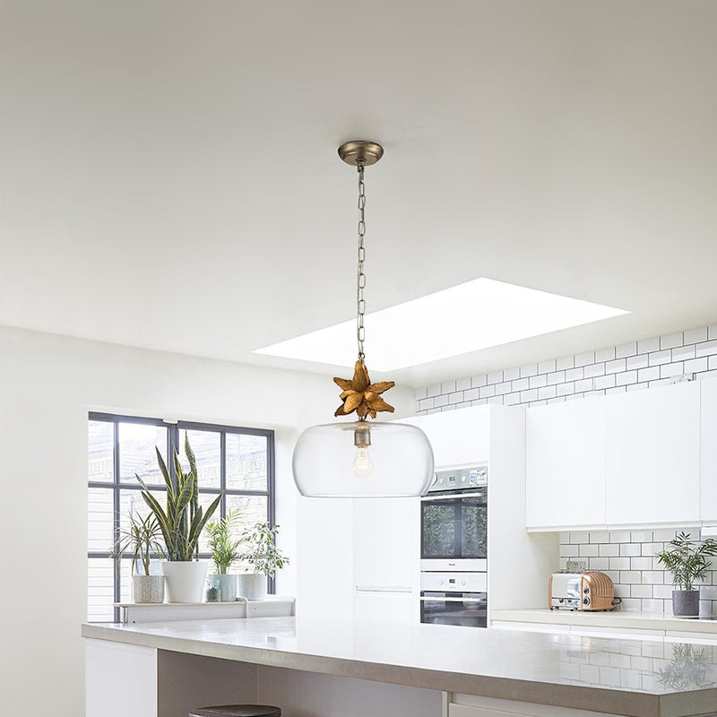 Lucas McKearn Toissant 1 Light Pendant, Gold Leaf/Silver Leaf/Clear