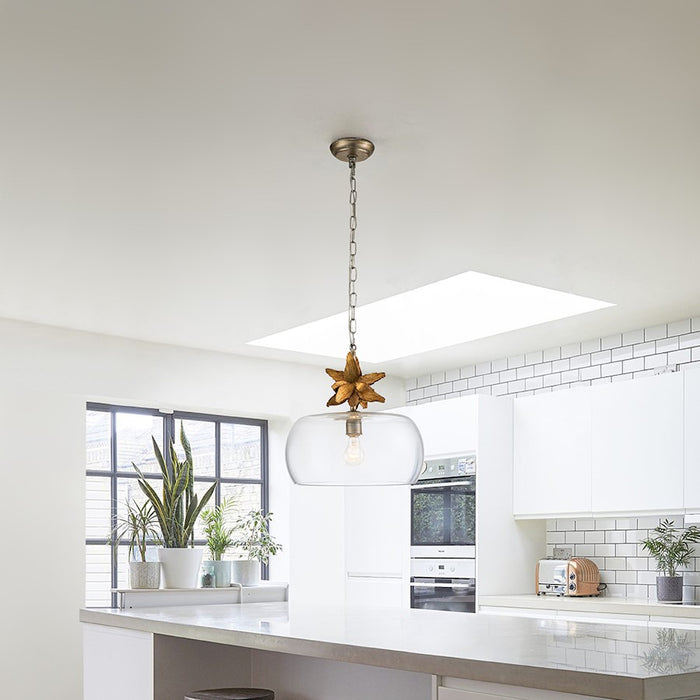 Lucas McKearn Toissant 1 Light Pendant, Gold Leaf/Silver Leaf/Clear