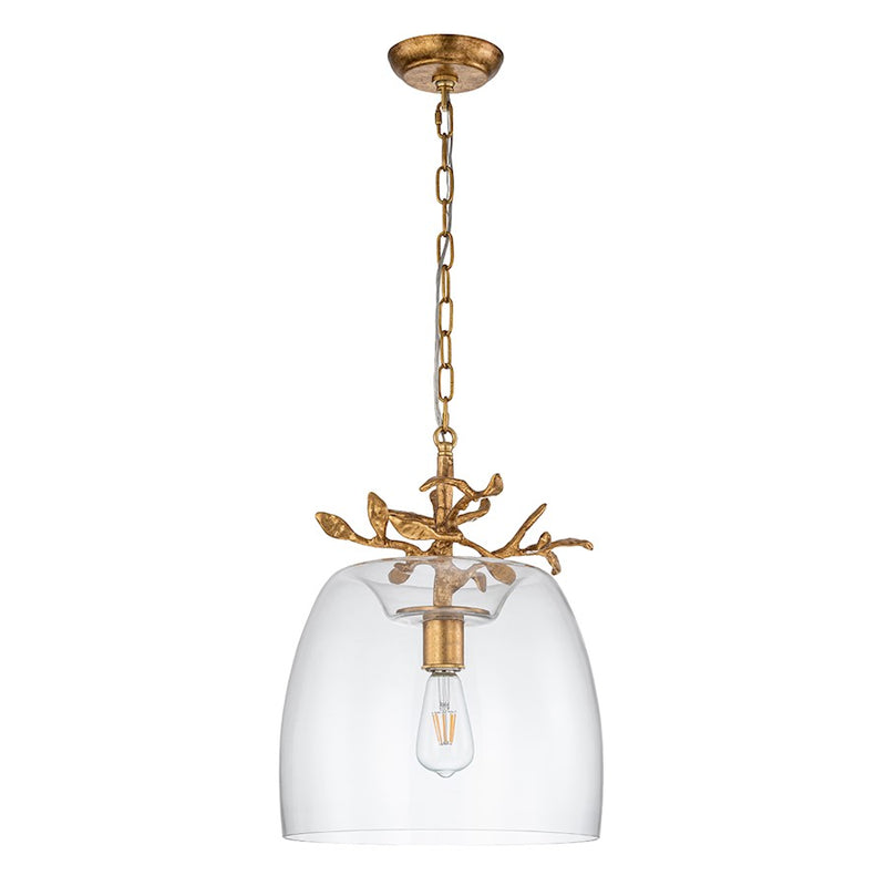 Lucas McKearn Audubon Park 1 Light 14" Pendant, Gold/Clear