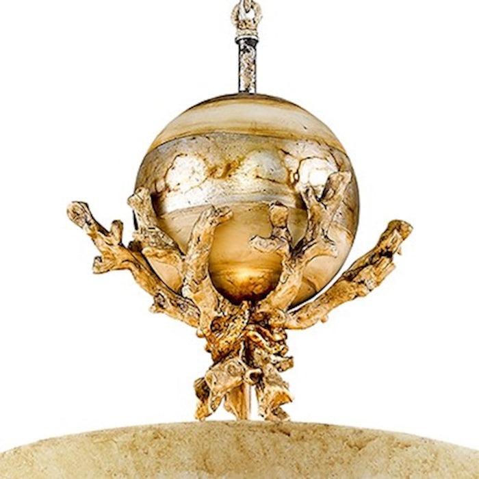 Lucas McKearn Trellis 1Lt Pendant, Putty/Silver/Ivory Dripped Glaze