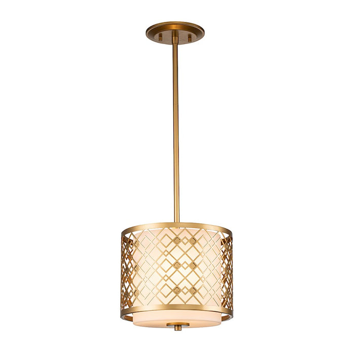 Lucas McKearn Ziggy 2 Light Mini Pendant, Laquered Gold/Opal Etched - PD1185LG-1