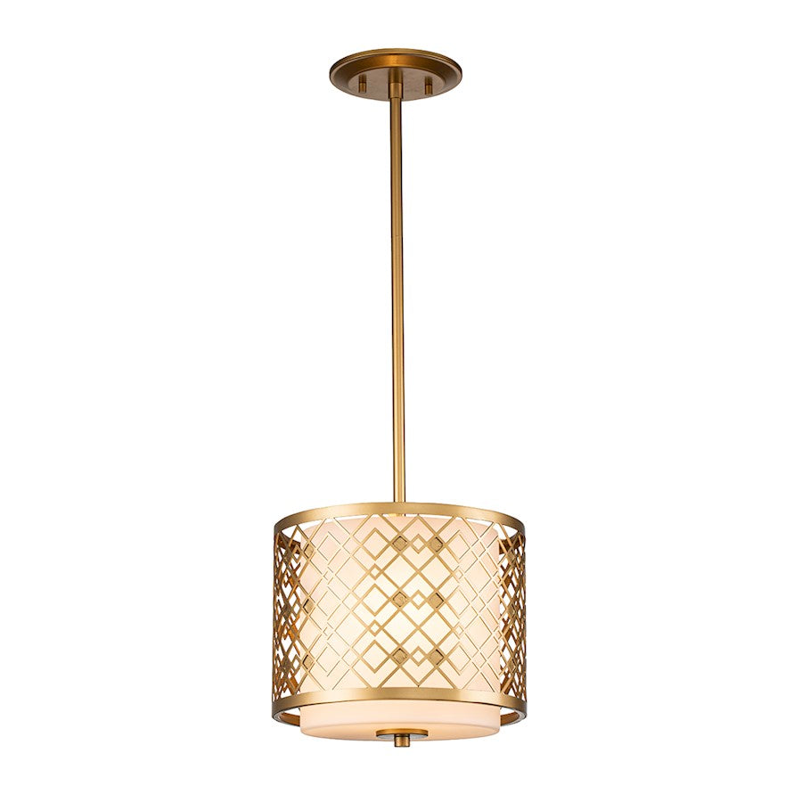 Lucas McKearn Ziggy 2 Light Mini Pendant, Laquered Gold/Opal Etched - PD1185LG-1