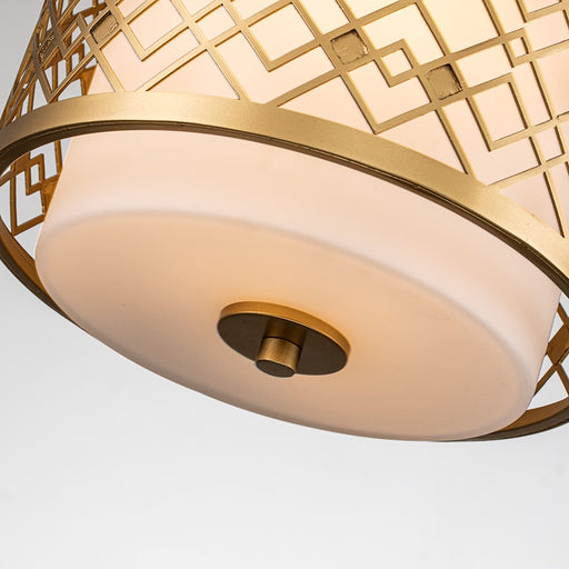 Lucas McKearn Ziggy 2 Light Mini Pendant, Laquered Gold/Opal Etched