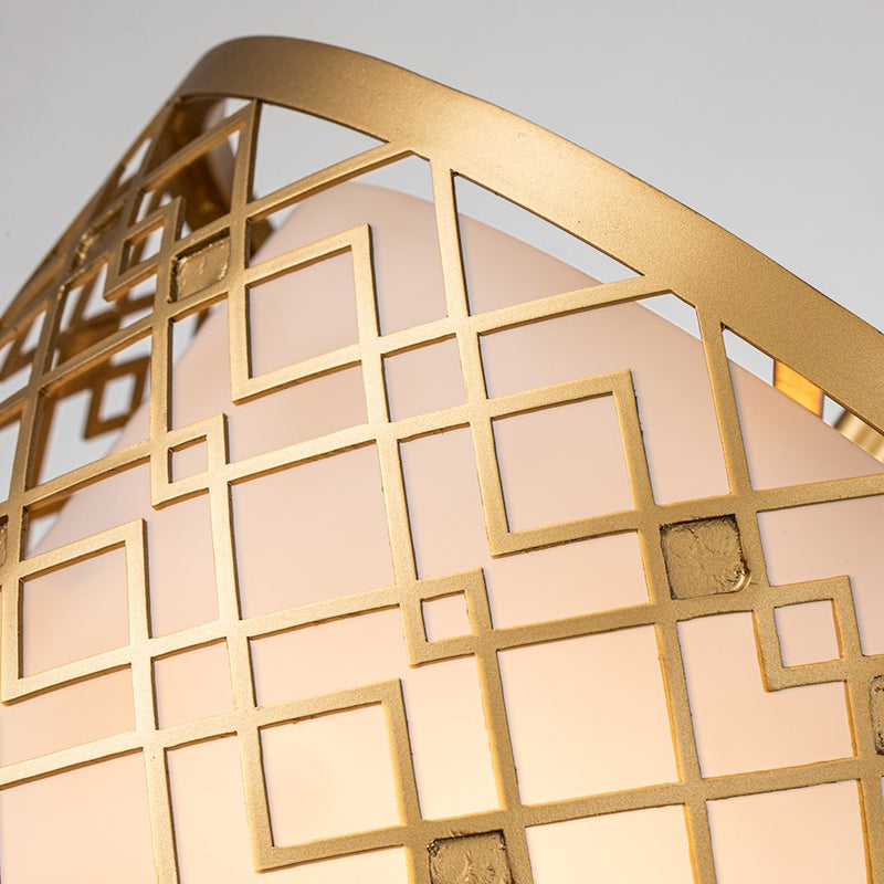 Lucas McKearn Ziggy 2 Light Mini Pendant, Laquered Gold/Opal Etched