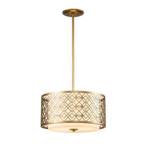 Lucas McKearn Ziggy 2 Light Pendant, Laquered Gold/Opal Etched - PD1185LG-2