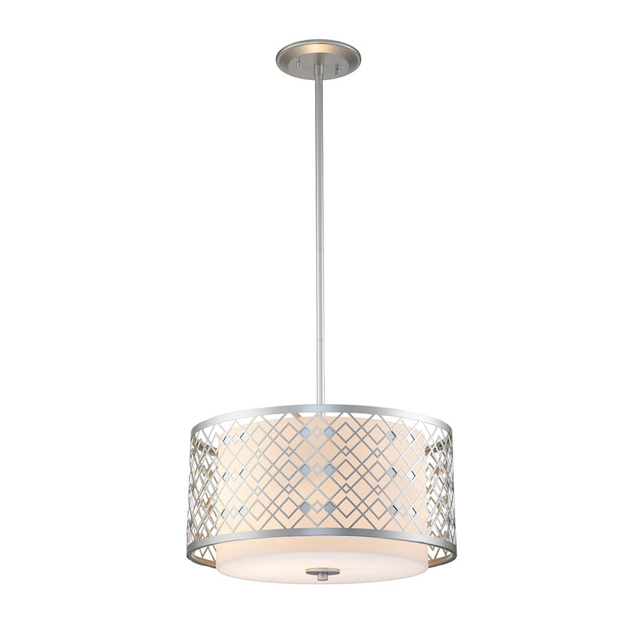 Lucas McKearn Ziggy 2 Light Pendant, Laquered Silver/Opal Etched - PD1185LS-2