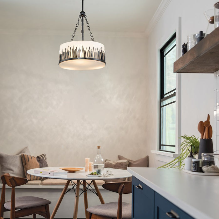 Lucas McKearn Sawgrass 3Lt Pendant, Laquered Black/Opal Etched