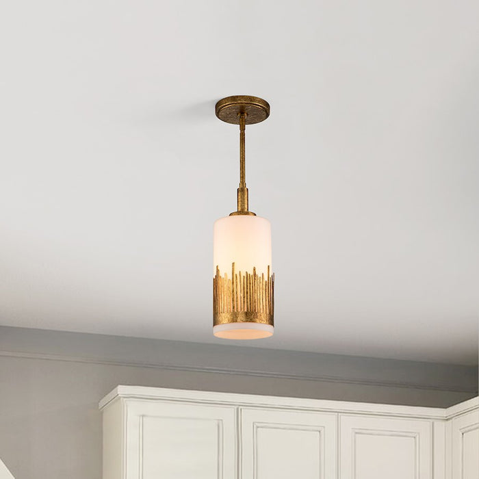 Lucas McKearn Sawgrass 1 Light Pendant, Gold Leaf/Opal Etched