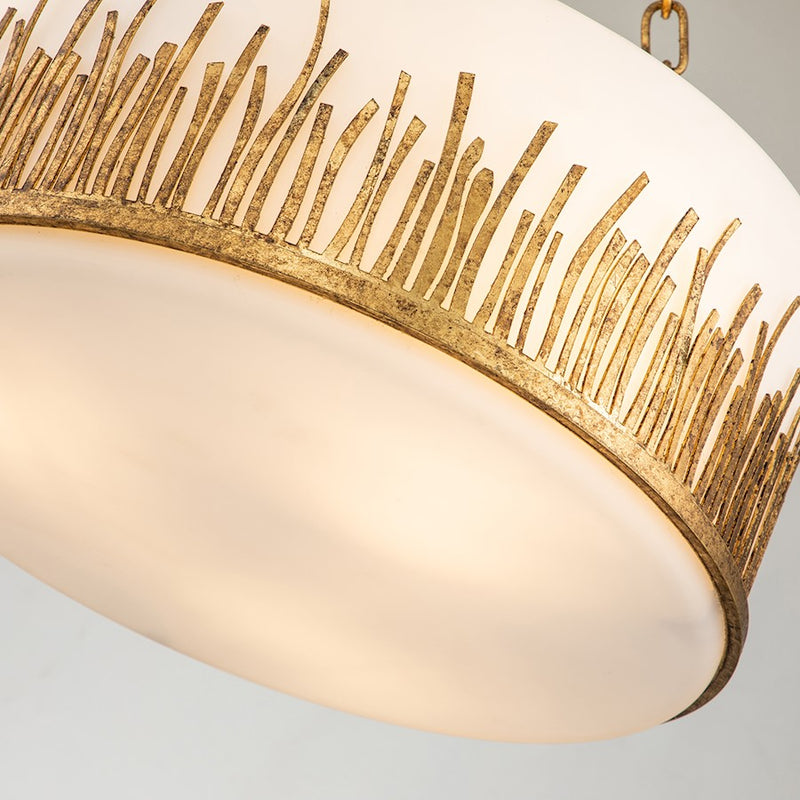 Lucas McKearn Sawgrass 2 Light Pendant, Gold Leaf/Opal Etched