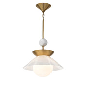 Lucas McKearn Saucer 1 Light 15" Pendant, Aged Brass/Opal - PD30210-14