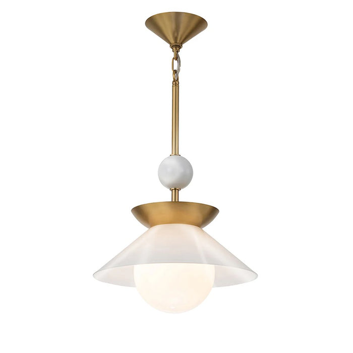 Lucas McKearn Saucer 1 Light 15" Pendant, Aged Brass/Opal - PD30210-14