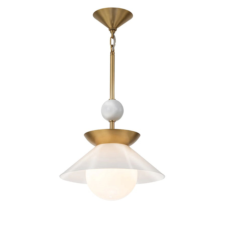 Lucas McKearn Saucer 1 Light 15" Pendant, Aged Brass/Opal - PD30210-14
