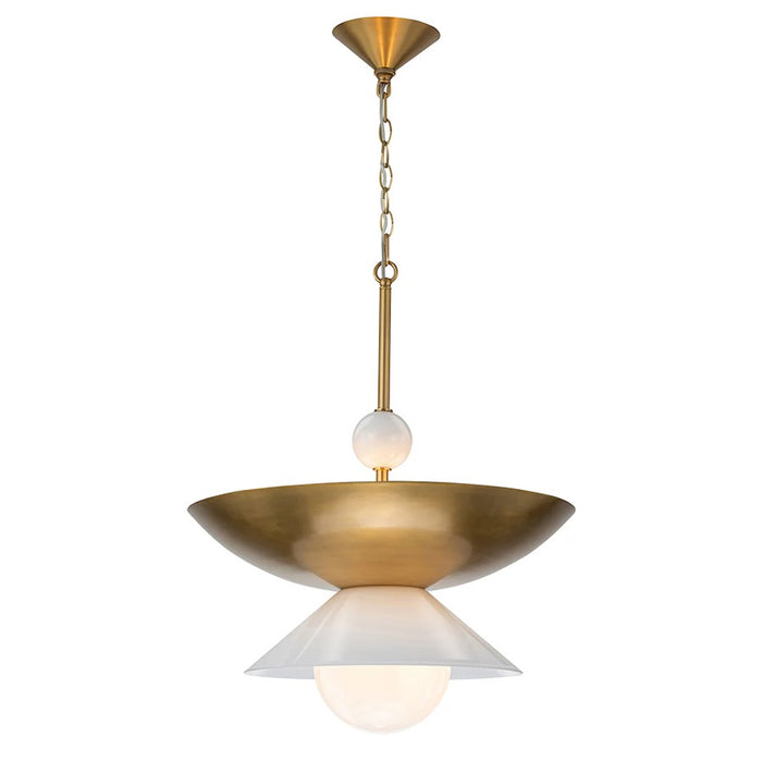 Lucas McKearn Saucer 1 Light 20" Pendant, Aged Brass/Opal