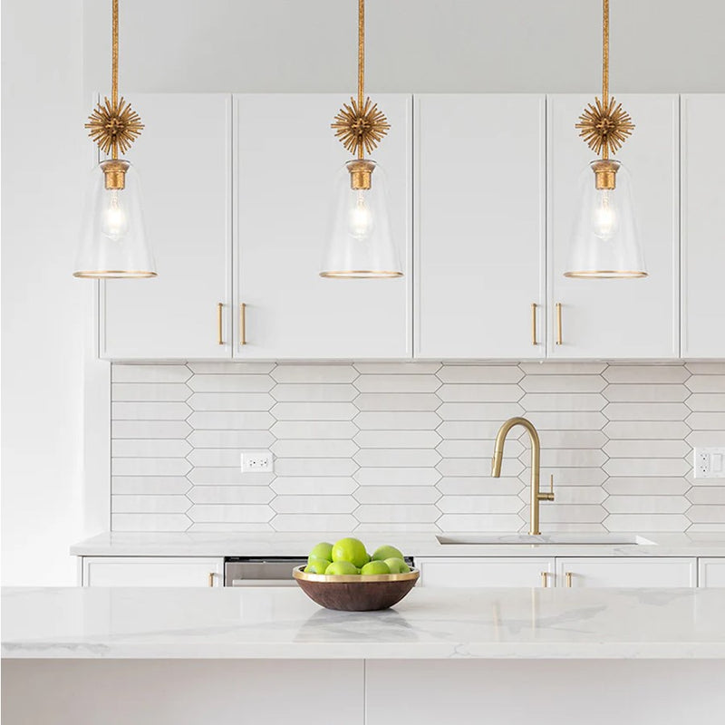 Lucas McKearn Staring 1Lt Pendant, Clear Glass/Gold/Clear