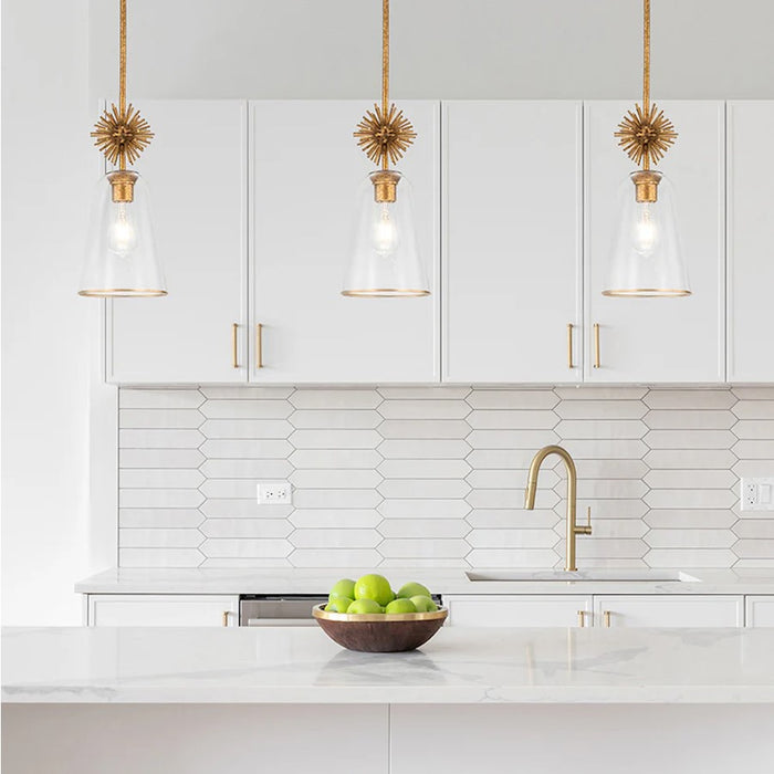 Lucas McKearn Staring 1Lt Pendant, Clear Glass/Gold/Clear