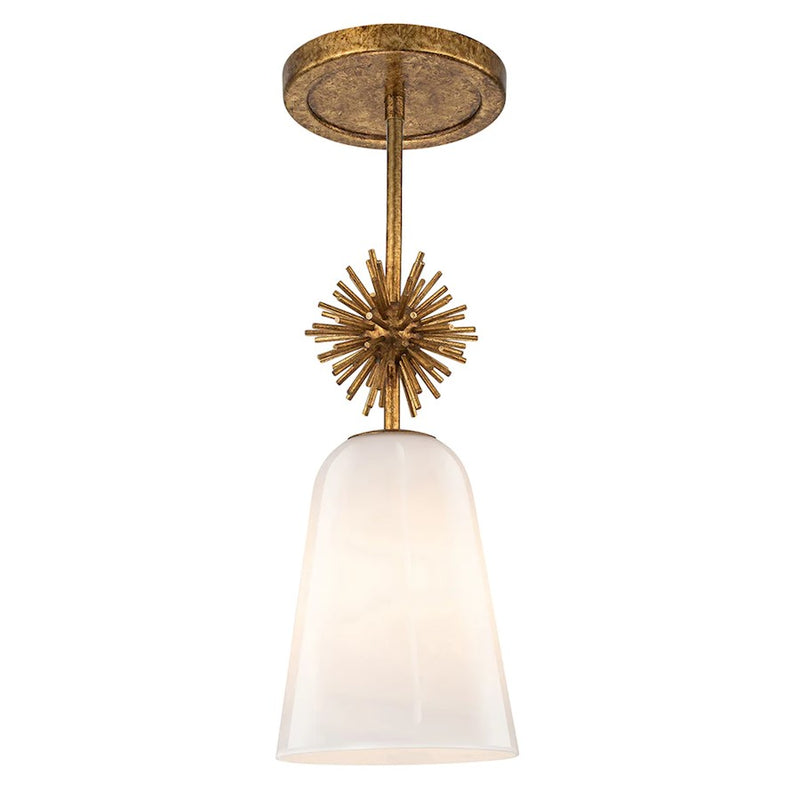Lucas McKearn Staring 1Lt Pendant, Opal Glass/Distressed Gold/Opal
