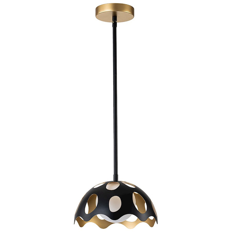Lucas McKearn Pebbles 1 Light 10" Pendant, Black/Frosted Glass