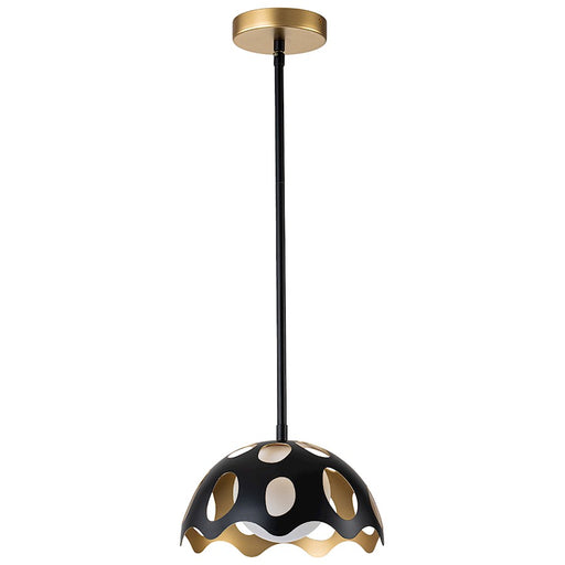 Lucas McKearn Pebbles 1 Light 10" Pendant, Black/Frosted Glass