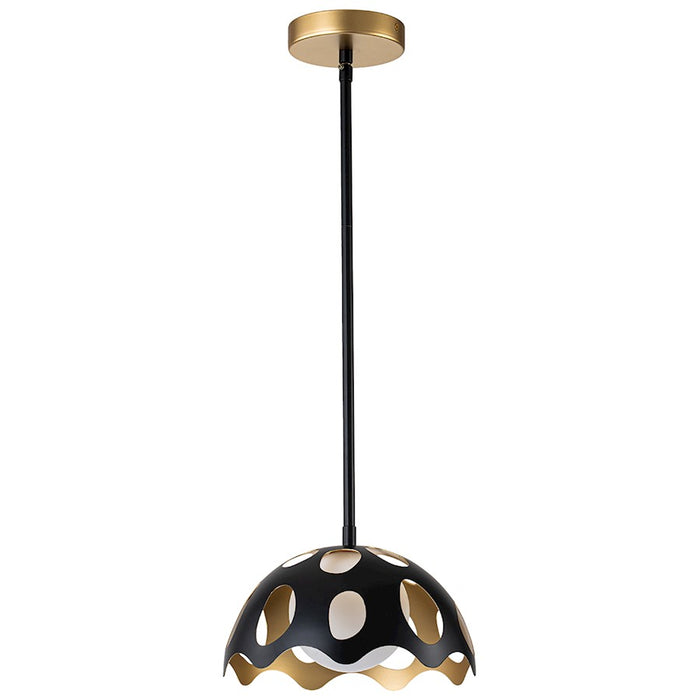 Lucas McKearn Pebbles 1 Light 10" Pendant, Black/Frosted Glass