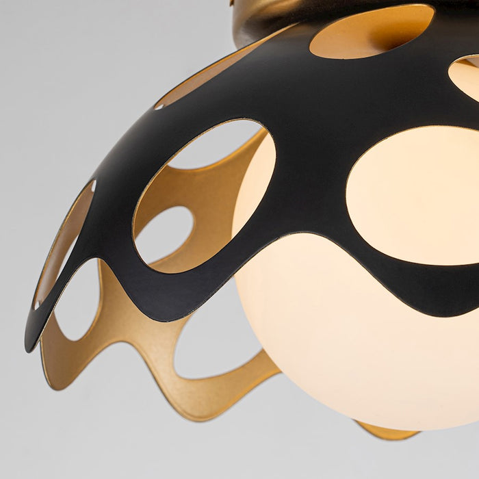 Lucas McKearn Pebbles 1 Light 10" Pendant, Black/Frosted Glass