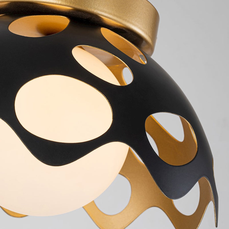 Lucas McKearn Pebbles 1 Light 10" Pendant, Black/Frosted Glass